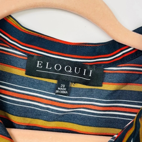 ELOQUII Plus A-Line Dress Black Brown Orange Stripes Sleeveless‎ Size 20 - Picture 5 of 8